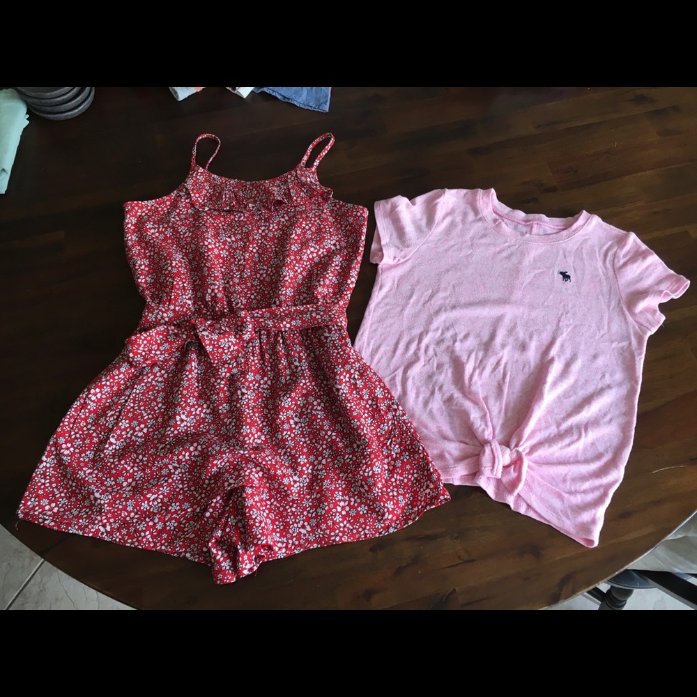 NWOT Abercrombie Kids Romper and Knit Top Bundle